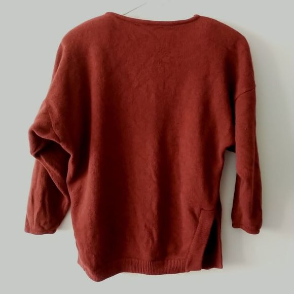 VTG Andrea Jovine Sweater Tunic Pullover S/M* Brown Lambswool Boxy 80s Granny - Picture 4 of 5